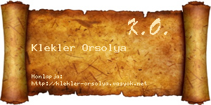 Klekler Orsolya névjegykártya